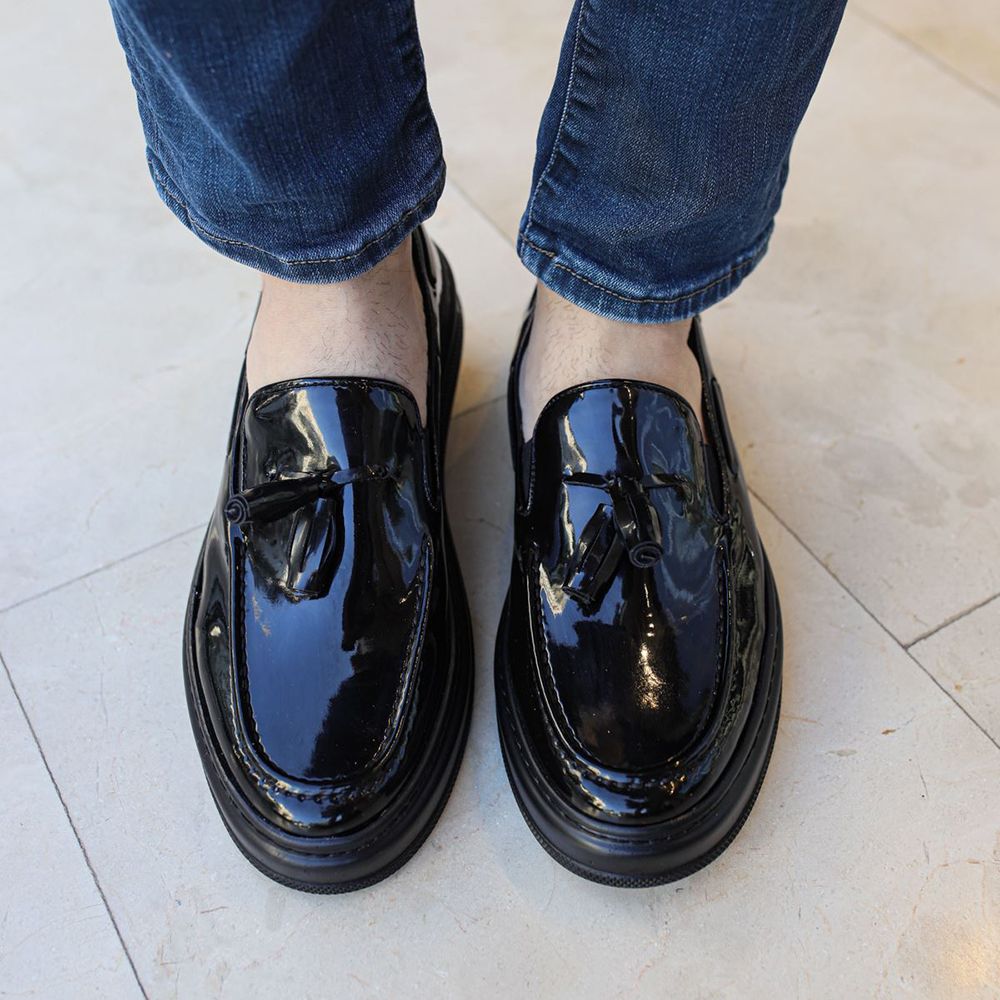 Men's Classic Shoes Black Patent Leather 127